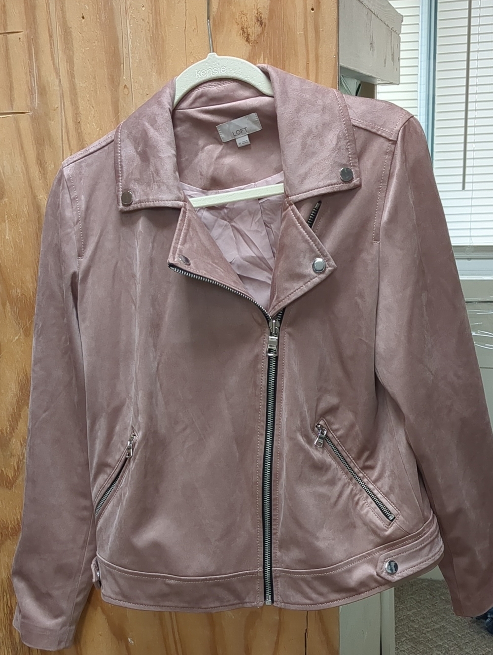 LOFT Dusty Rose Suede Moto Jacket